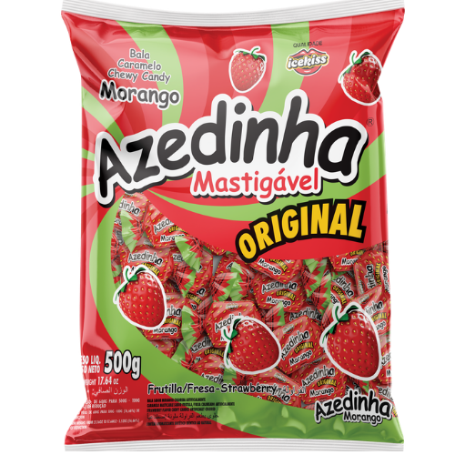 Bala Mastigável Cory Azedinha Morango - Embalagem com 500G