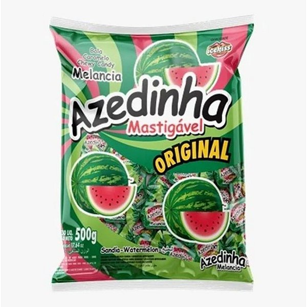 Bala Cory Mastigável Azedinha Melancia - Pacote 500G