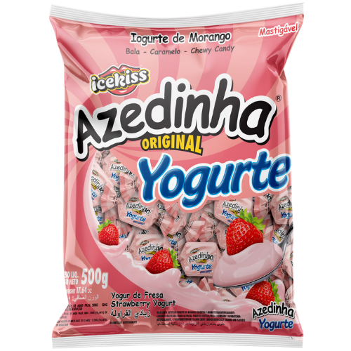 Bala Mastigável Cory Azedinha Iogurte de Morango - Embalagem com 500G