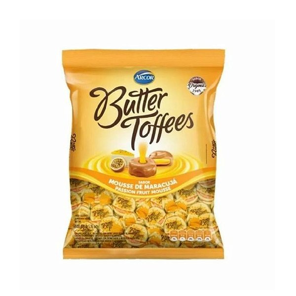 Bala Arcor Bala Butter Toffes Sabor Mousse de Maracujá - Pacote 500G
