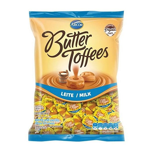 Bala Butter Toffes Sabor Leite- Pacote 500G
