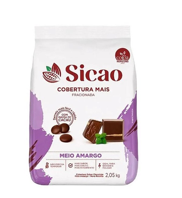Cobertura Fracionada Sicao Mais Gota Sabor Chocolate Meio Amargo - Embalagem com 2,05KG