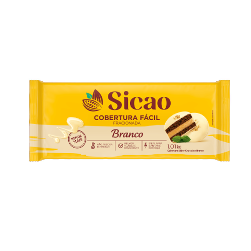 Cobertura Barra Sicao Fácil Chocolate Branco - Embalagem com 1,01KG