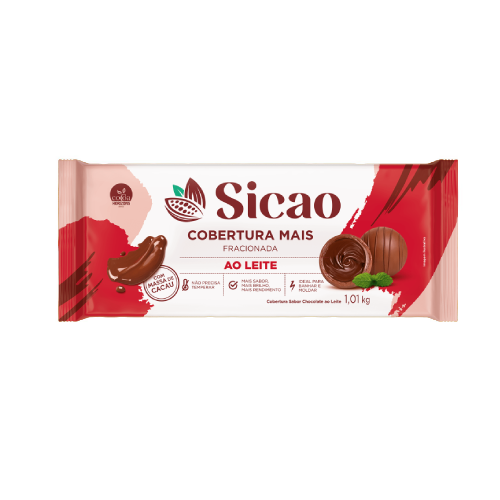 Cobertura Barra Sicao Mais Chocolate Ao Leite - Embalagem com 1,01KG
