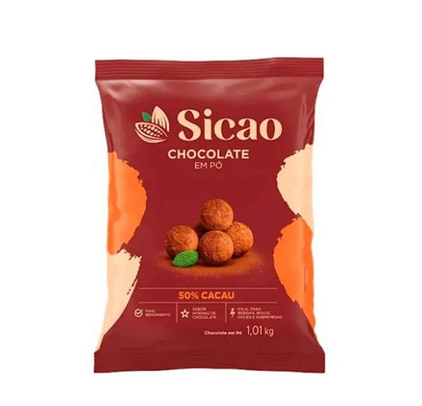 Chocolate Sicao Em Pó 50% Cacau Sicao - Pacote 1,01KG