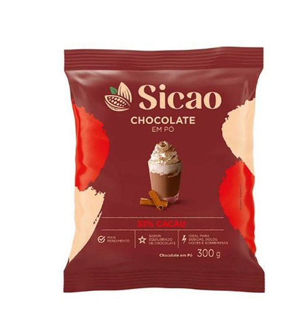 Chocolate Sicao Em Pó 33% Cacau Sabor Intenso 300G