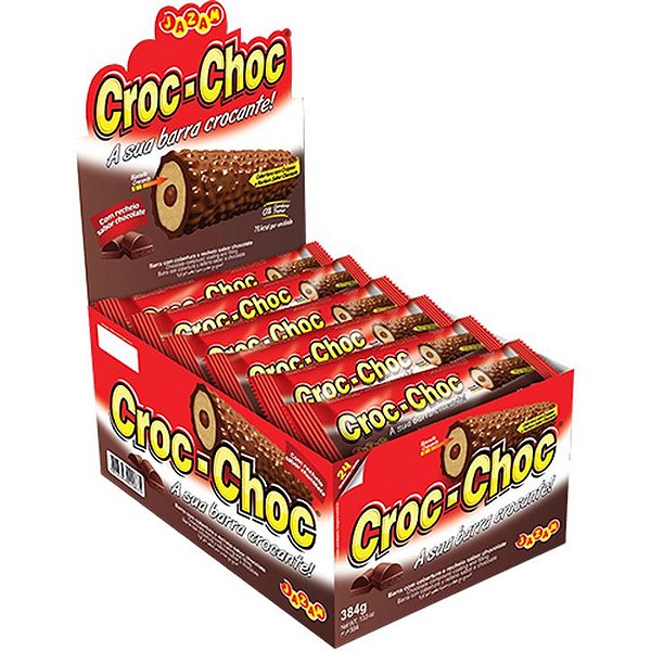 Croc-Choc com Cobertura e Recheio Sabor Chocolate - Display com 24UN