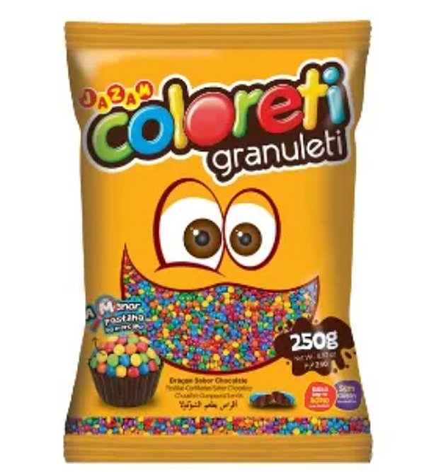 Confete Sabor Chocolate Coloreti Granuleti Sortido - Embalagem com 250G