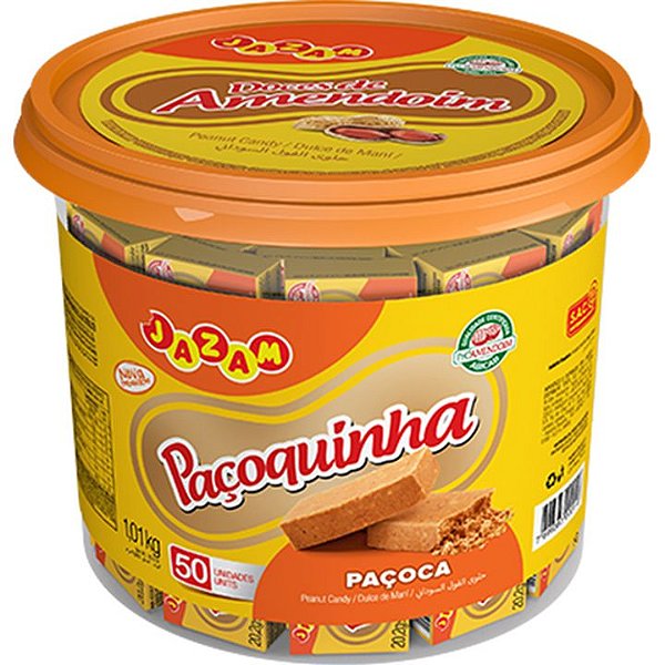 Paçoca Quadrada Jazam Paçoquinha - Embalagem com 1,01KG