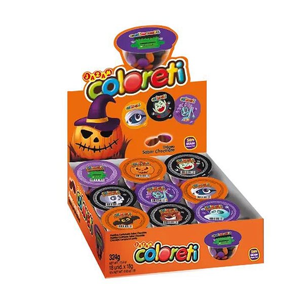 Confeito de Chocolate Coloreti Festa Halloween - Display 324G