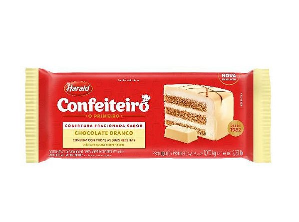 Chocolate Branco Cobertura Confeiteiro Harald - Barra 1,01KG