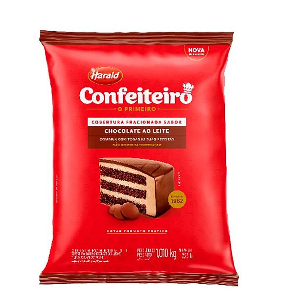 Cobertura Fracionada Confeiteiro Gota Sabor Chocolate Ao Leite - Embalagem com 1,010KG