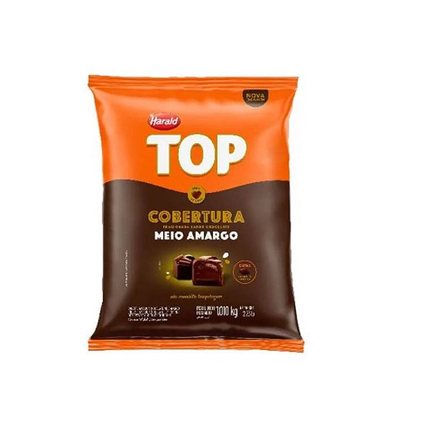 Cobertura Fracionada Top Harald Gota Sabor Chocolate Meio Amargo - Embalagem com 1,010KG