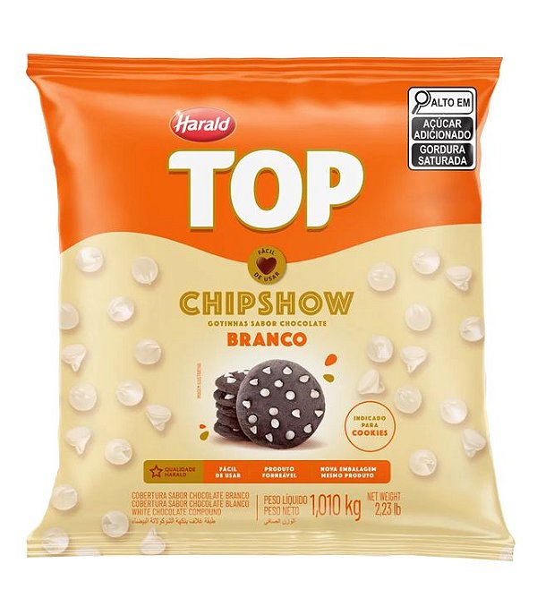 Cobertura Forneável Top Harald Gota Chips Sabor Chocolate Branco   - Embalagem com 1,01KG