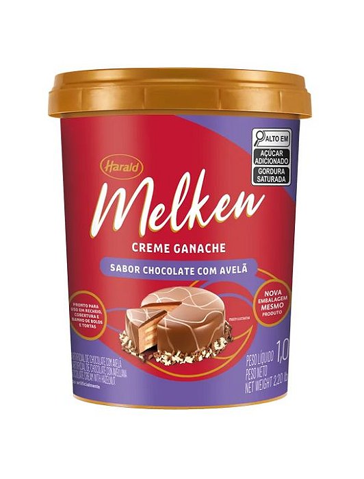 Creme Ganache Melken Sabor Chocolate com Avelã - Embalagem com 1KG