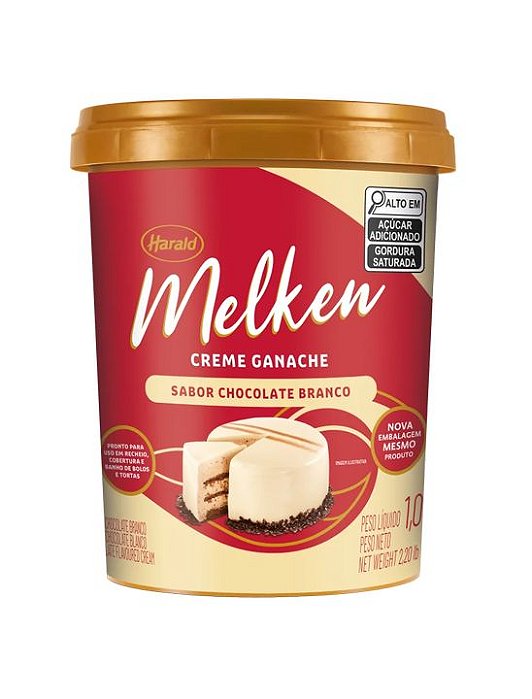 Creme Ganache Melken Sabor Chocolate Branco - Embalagem com 1KG