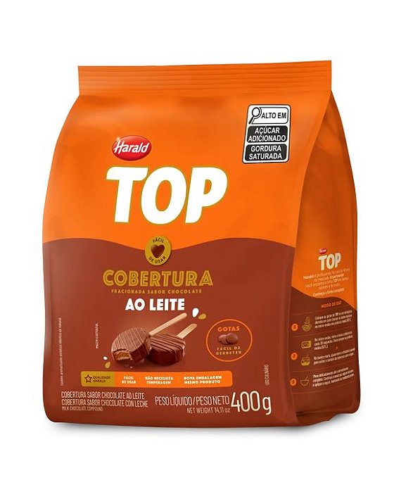 Cobertura Fracionada Top Harald Gota Sabor Chocolate Ao Leite - Embalagem com 400G