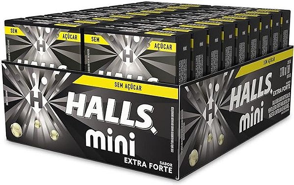 Bala Halls Mini Sabor Extra Forte - Display com 18 UN de 15G