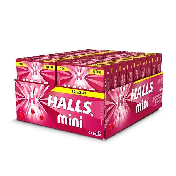 Bala Halls Mini Sabor Cereja - Display com 18 UN de 15G