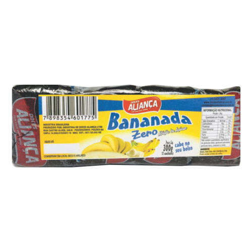 Doce Aliança Bananada Zero - Embalagem com 300G