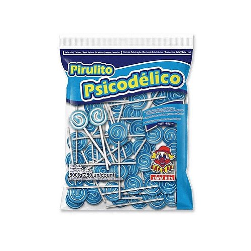 Pirulito Santa Rita Psicodélico II Azul - Pacote com 500G