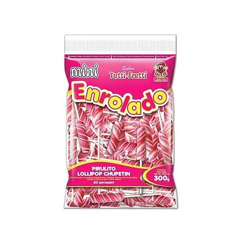 Pirulito Mini Enrolado Rosa - Pacote com 300G