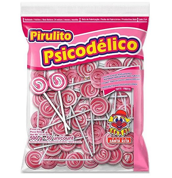Pirulito Santa Rita Psicodélico II Rosa - Pacote com 500G