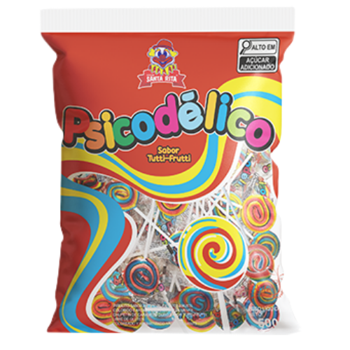 Pirulito Psicodélico Sabor Tutti-Frutti - Embalagem com 500G