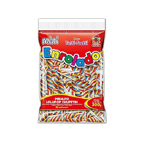 Pirulito Mini Enrolado Tutti Frutti Colorido - Pacote com 300G