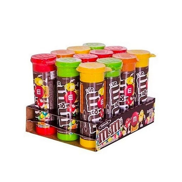 Confeito M&Ms Chocolate Ao Leite Tubo - Display com 12 UN de 30G