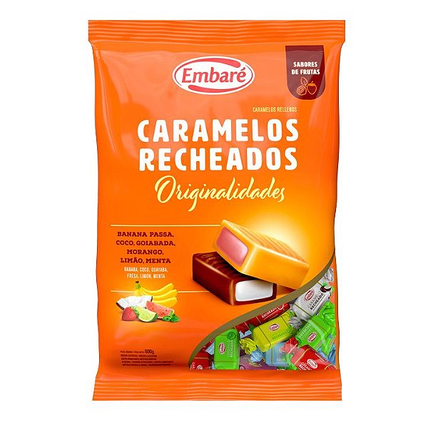 Bala Caramelo Recheado Embaré Sabores Sortido - Embalagem com 600G