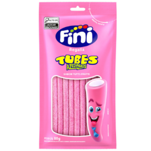 Gelatina Fini Tubes Tutti-Frutti Azedinho - Embalagem com 80G