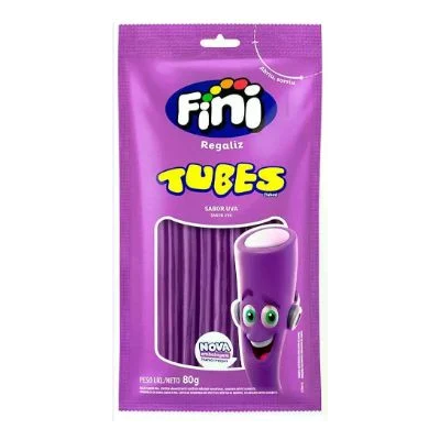 Gelatina Fini Tubes Uva - Pacote 80G