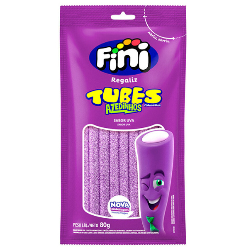 Gelatina Fini Tubes Uva Azedinho - Embalagem com 80G