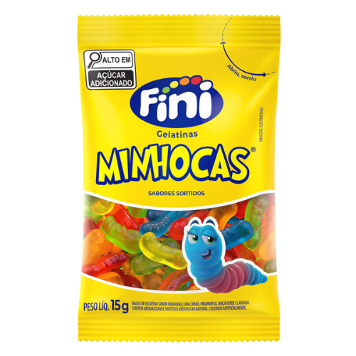 Gelatina Fini Minhocas - Embalagem com 15G