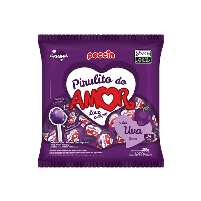 Pirulito Uva Do Amor Peccin - Pacote com 480G