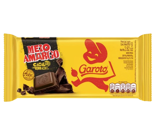 Chocolate Garoto Meio Amargo - Embalagem com 80G