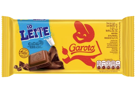 Chocolate Garoto Ao Leite - Embalagem com 80G