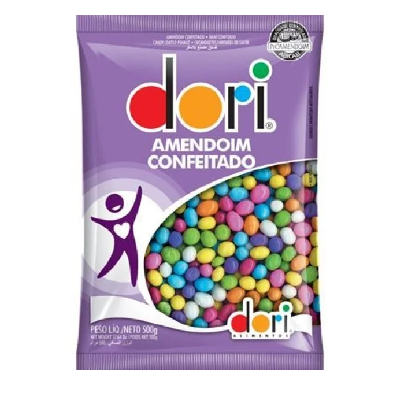 Amendoim Dori Confeitado Colorido - Pacote com 500G