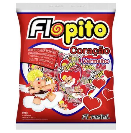 Pirulito Coração G Vermelho Florestal - Pacote 500G