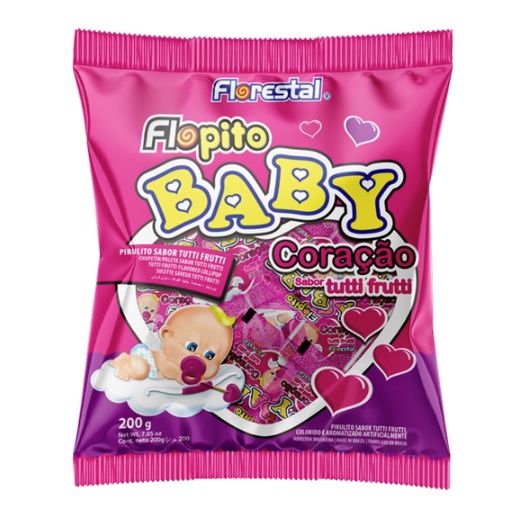 Pirulito Baby Coração Tutti Frutti Florestal -  200G