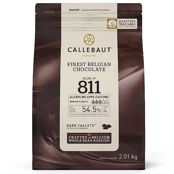 Chocolate Belga Callets 811  Amargo 54,5% Cacau - Moedas Pacote de 1KG