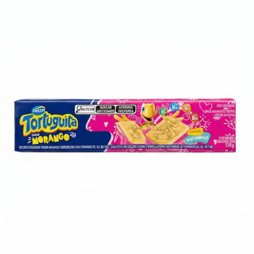 Biscoito Recheado Arcor Tortuguita Quadrada Sabor Morango - Embalagem com 130G