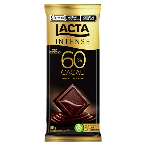 Chocolate Lacta Intense 60% Cacau - Embalagem com 85G