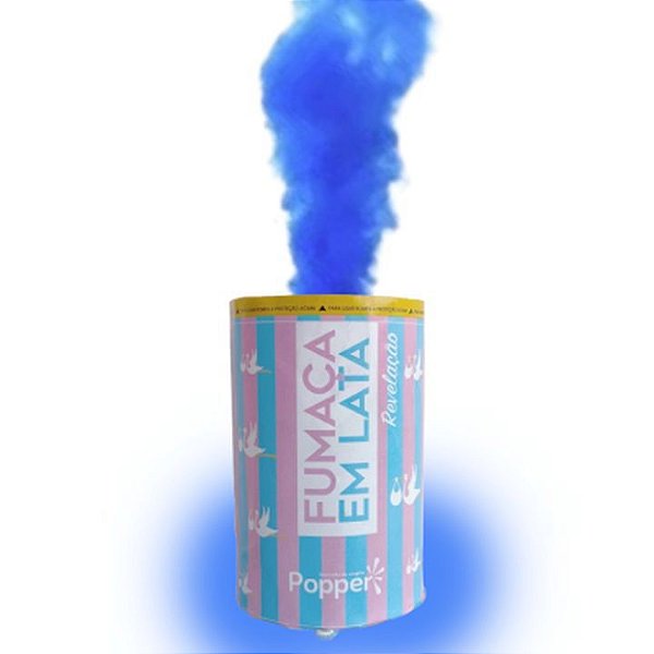 Fumaça em Lata Azul para Chá Revelação