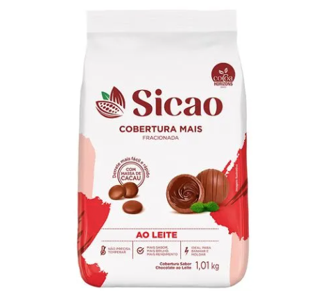 Cobertura Fraciadona Gota Sicao Sabor Chocolate ao Leite - Embalagem com 1,01KG