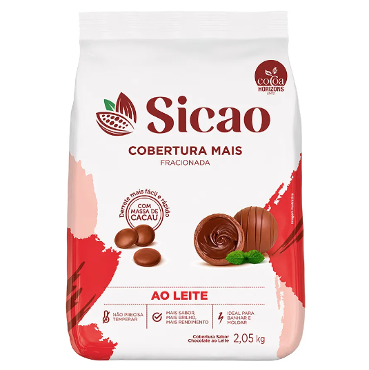 Cobertura Fraciadona Gota Sicao Sabor Chocolate ao Leite - Embalagem com 2,05KG