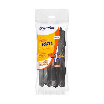 Faca Forte Strawplast Cor Preto - Pacote com 20 UN