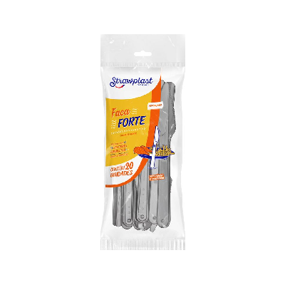 Faca Forte Strawplast Cor Prata - Embalagem com 20 UN