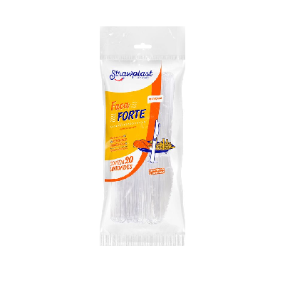 Faca Forte Strawplast Cor Cristal - Embalagem com 20 UN